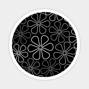 Abstract Flowers White Grays Black Magnet